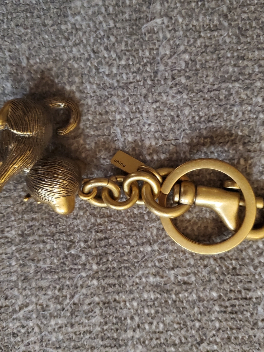 COACH Gold Cat Charm Keychain - Gold - Picture 3 of 3